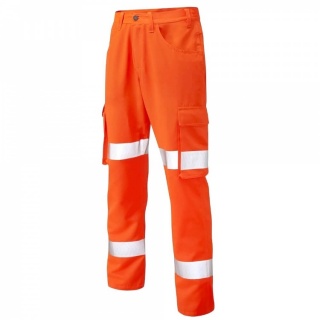Leo Workwear CT03-O Yelland Lightweight Cargo Orange Hi Vis Trouser